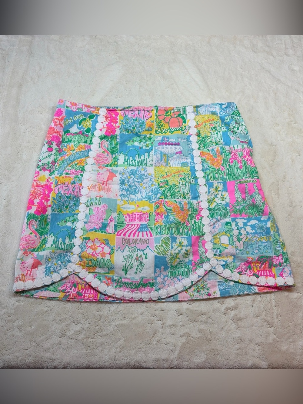 Lilly Pulizer Patty Skirt Pop Up State Of Mind Map Women’s Sz 6 (NEW $98)